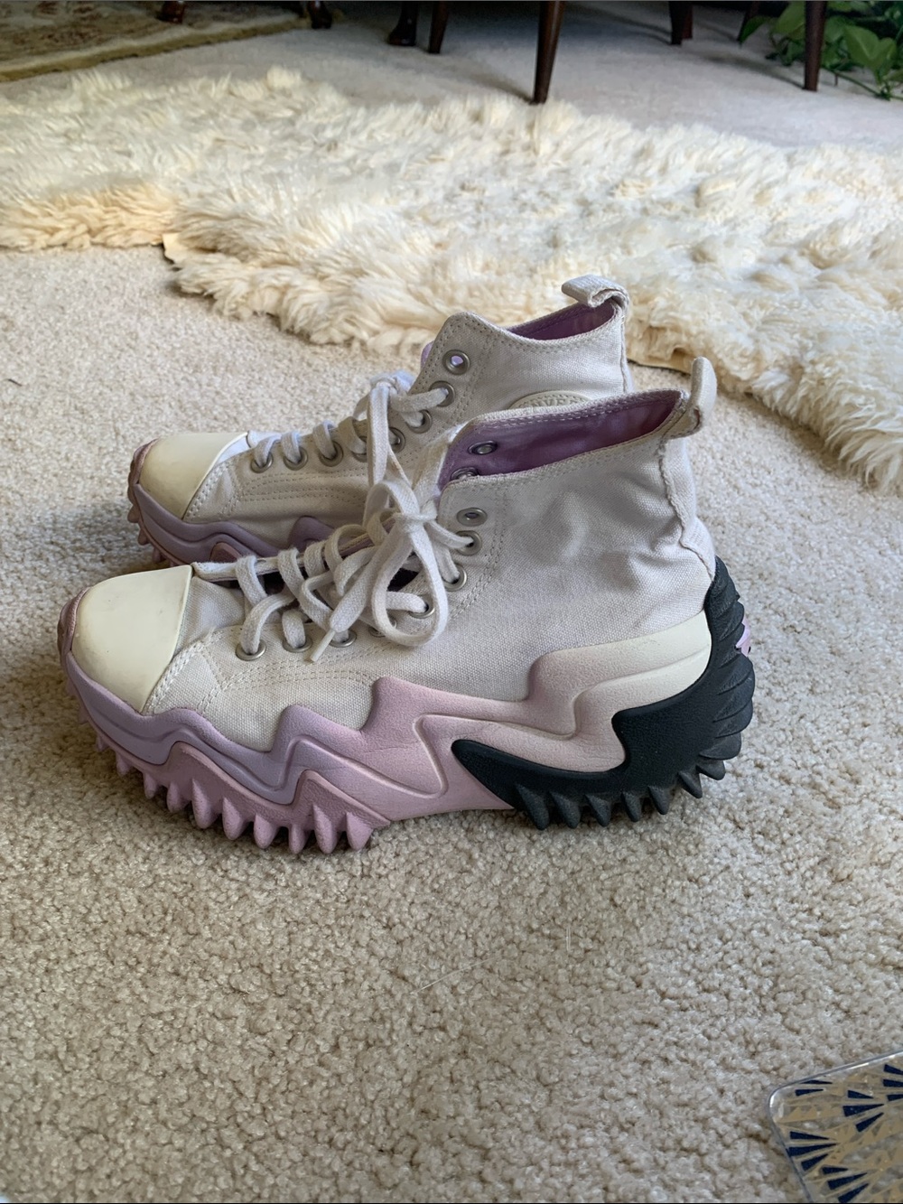 Converse High-Top Sneakers in Lavender, Cream and Black